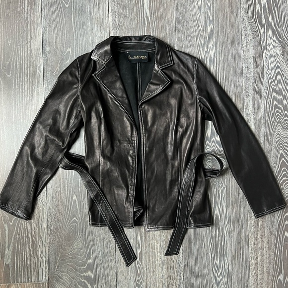 Valentina Leather Blazer Jacket made in Italy. Women’s Size 38/small brown/black - Picture 3 of 11